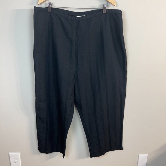 Anna‎ Maxwell Pants 3X Black Linen Cotton Lightweight Cropped Capri Straight - Picture 11 of 11